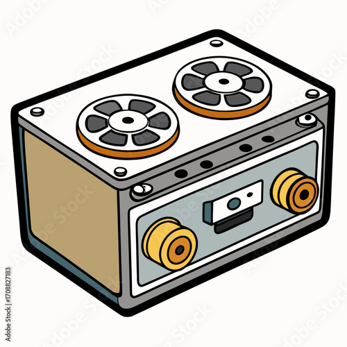 Creative details reel to reel Tape Player machine Vector Illustration