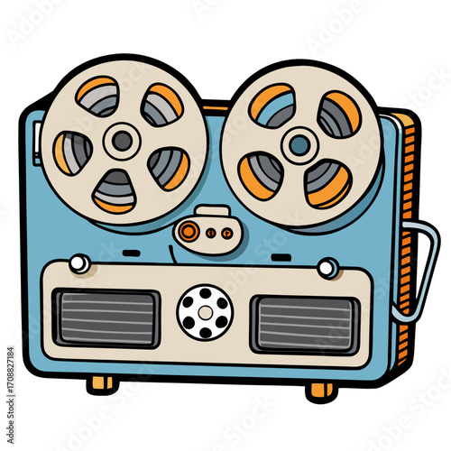 Creative details reel to reel Tape Player machine Vector Illustration