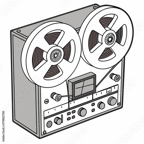 Creative details reel to reel Tape Player machine Vector Illustration