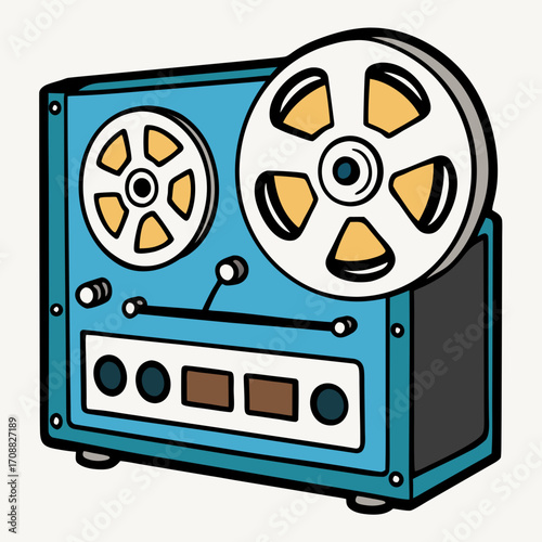 Creative details reel to reel Tape Player machine Vector Illustration