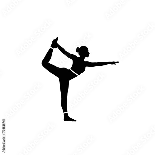 Yoga dancer pose silhouette in dynamic balance