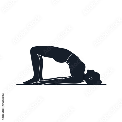Yoga bridge pose silhouette in a relaxed position