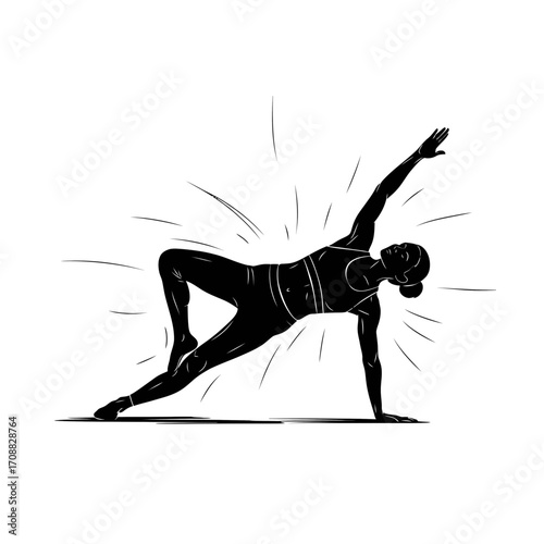 Silhouette of a person performing side plank yoga pose