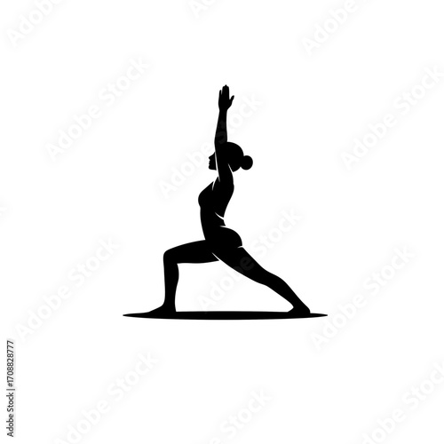 Yoga warrior icon in a powerful pose representing strength and balance