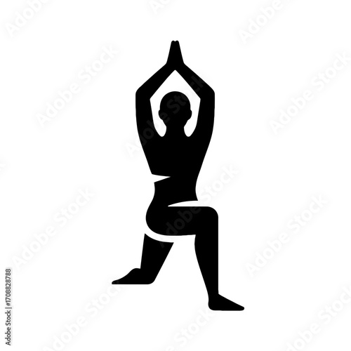Yoga warrior pose silhouette in a dynamic stance