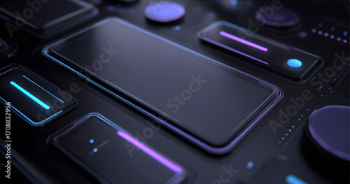 Sleek Black Smartphone on a High Tech Surface.