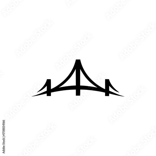 A sleek, minimalist silhouette of the iconic Golden Gate Bridge in stark black lines.