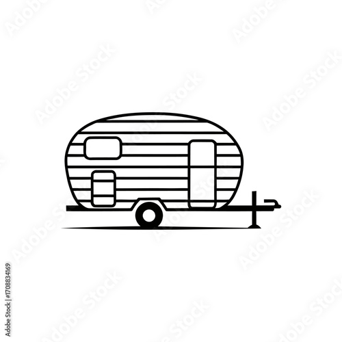 Retro travel trailer outline