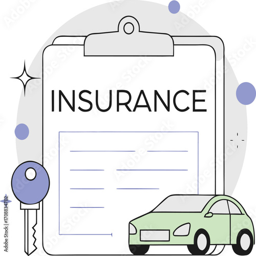 Car insurance policy document vehicle protection vector illustration vector