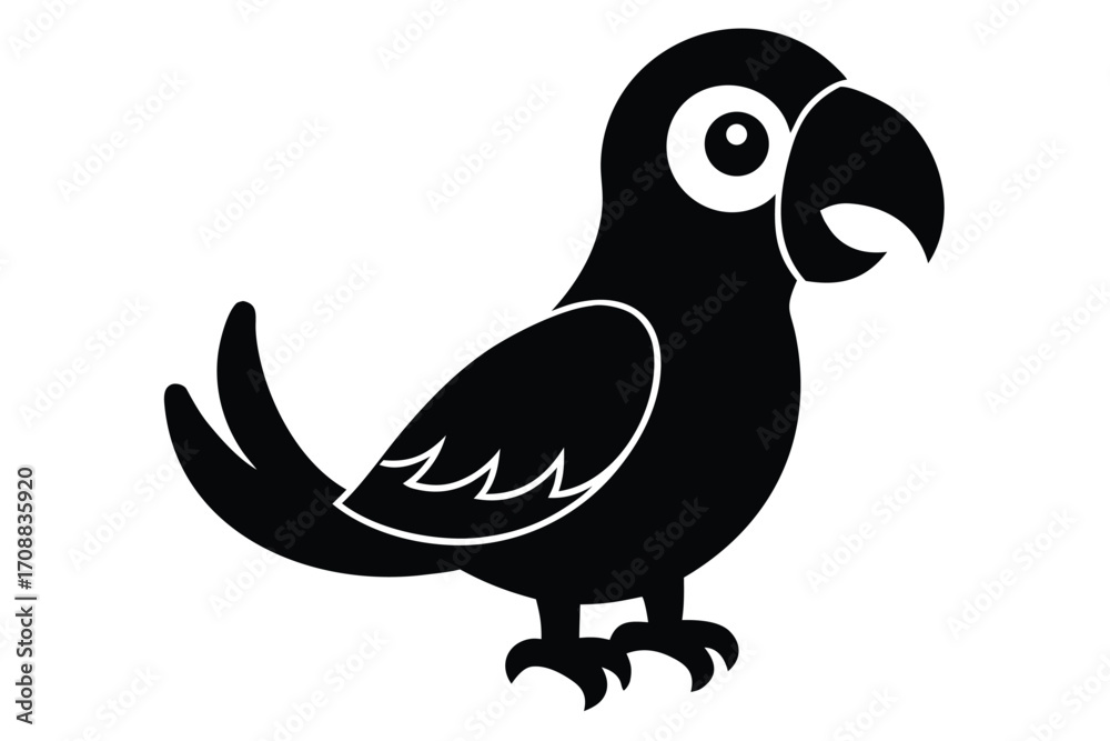 Fototapeta premium cute cartoon vector icon of a cute parrot funny c