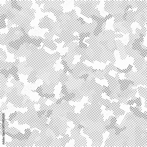 Halftone abstract camouflage texture seamless black and white dotted pattern background for fabric print digital design wallpaper and graphic decoration use