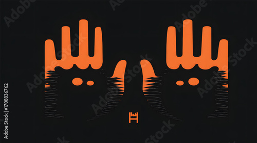 Two stylized orange moose heads with antlers on a black background.