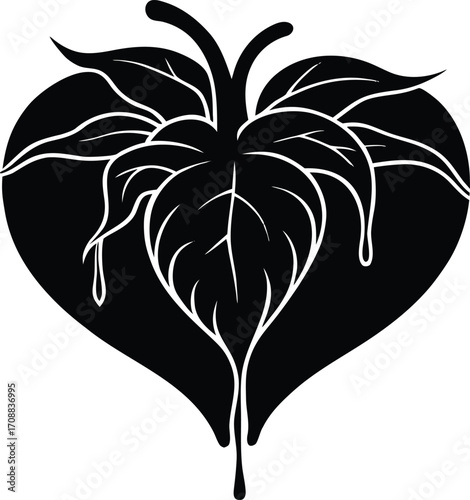 Bleeding Heart Flower Silhouette Illustration | Bleeding Heart Outline