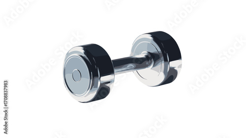 A shiny dumbbell isolated, ready for strength training.