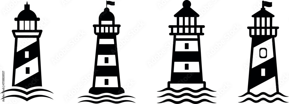 Fototapeta premium Simple Boat Graphic on Water for Nautical Theme and Marine Design