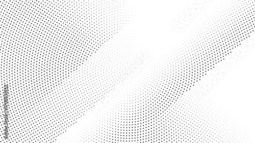 Abstract halftone black dot wave pattern background with gradient optical design useful for poster flyer banner wallpaper digital art and modern graphic projects