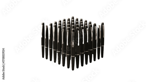 Black Pens Arranged in a Cube.