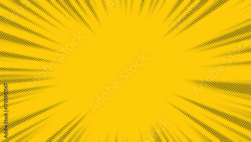 Yellow Abstract Comic Halftone Burst Background Bright Design Creative Pop Art Poster Template Stylish Banner Graphic Layout Marketing Web Use