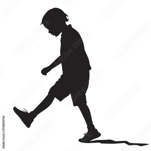 Child skipping with one foot