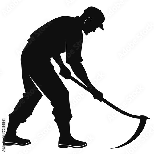 Man sharpening farming sickle