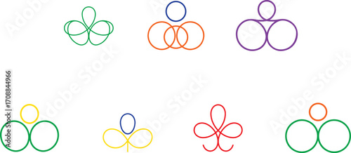 Abstract geometric shapes in multiple colors circles