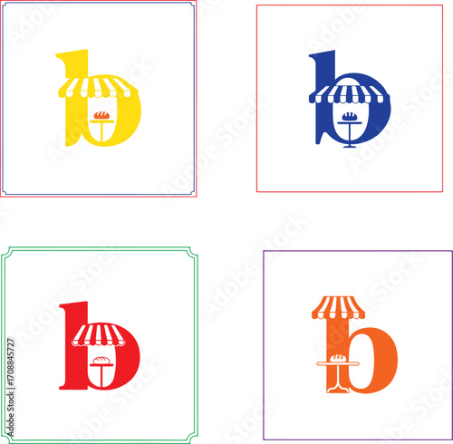 Stylized letter b bakery shop logo bread awning