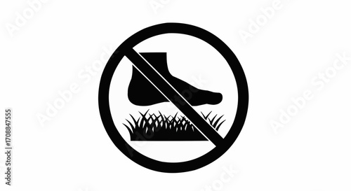 No walking on grass sign with a foot silhouette