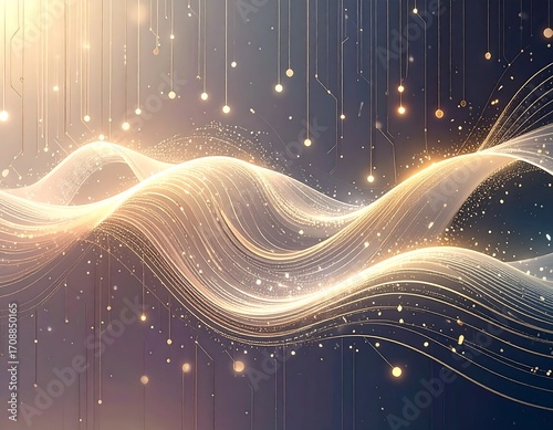 Abstract luminous curves with connected points, a digital connectivity theme