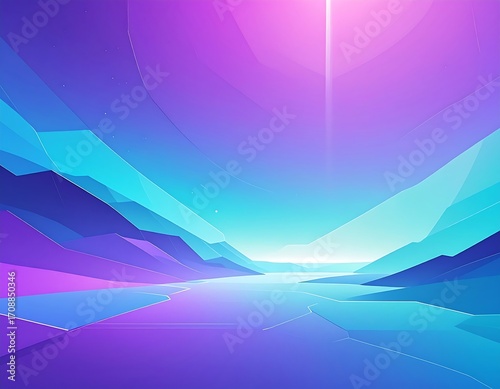 Abstract polygonal landscape with soft light and pastel color palette
