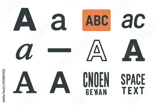 Typography styles silhouette icon set. featuring bold, italic, uppercase, lowercase, serif, and sans-serif symbols
