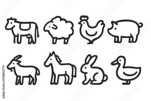 Chalkboard style farm animal silhouettes with dark background