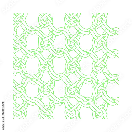 Abstract green woven pattern with holes isolated on transparent background