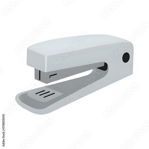Modern gray stapler isolated on transparent background