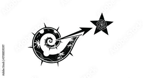 Spiral reaching for a star, symbolizing growth and aspiration