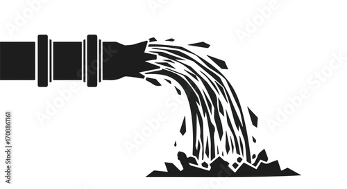 Water gushing from a pipe, symbolizing pollution and industrial waste