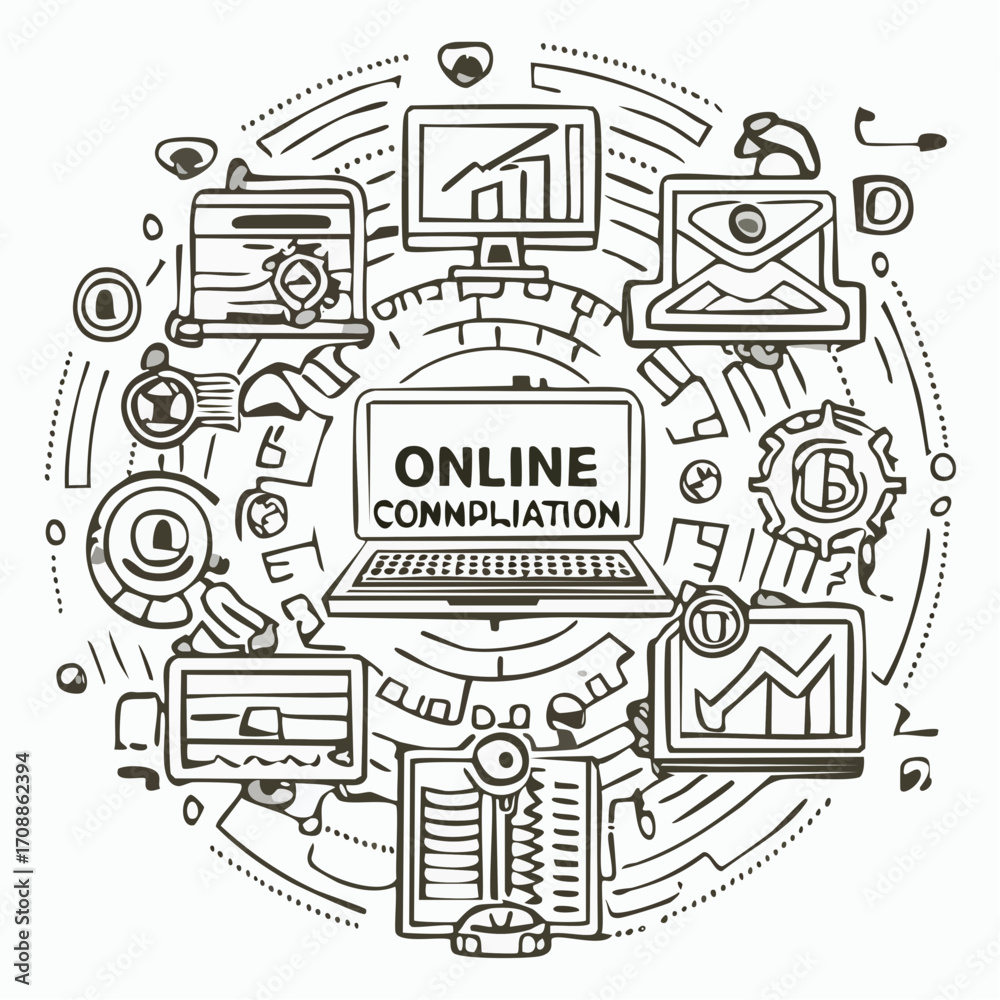 Obraz premium Online collaboration software abstract concept vector illustrations.
