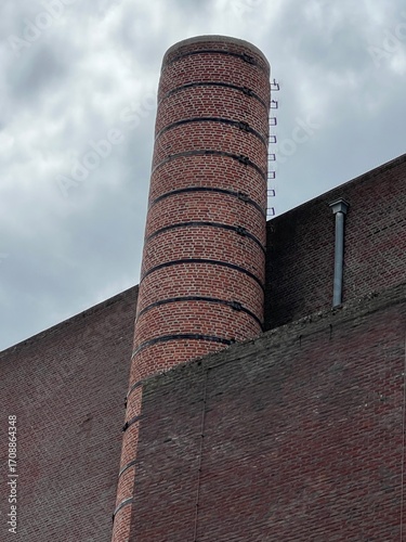 Brick chimney on a building
