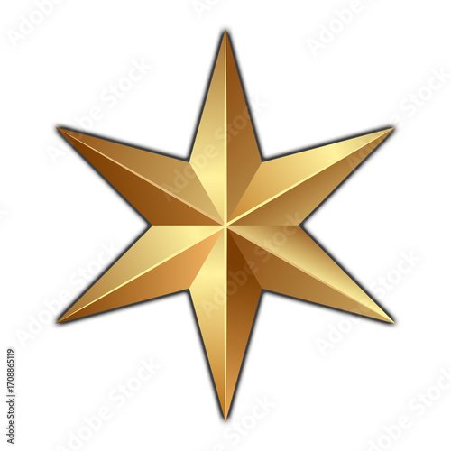 Golden six pointed star on black background
