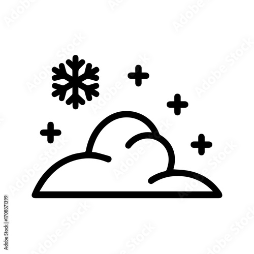 Winter weather forecast illustration with snowy cloud and snowflakes, a scalable vector graphic perfect for weather apps, reports, and educational materials