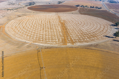 Circular farm crops going off into the distance