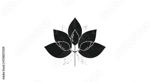 Elegant black lotus flower silhouette on a clean white background, symbolizing peace and purity.
