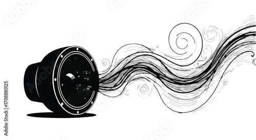 Dynamic sound waves emanating from a powerful speaker, creating an artistic visual of audio energy.