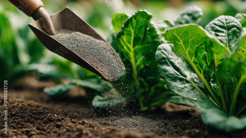 Fertilizing greens in garden