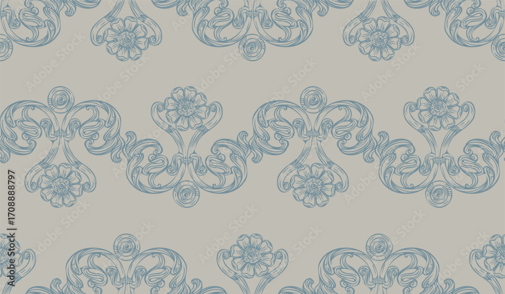 Obraz premium Seamless pattern hand drawing trendy baroque ornament vector