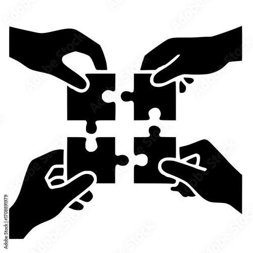 Teamwork assembling puzzle pieces for success