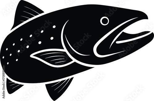 Colorful vector illustration of a salmon fish swimming in the ocean