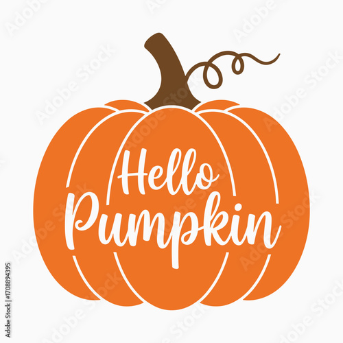Charming hello pumpkin graphic art for autumn season decorations and fall celebrations