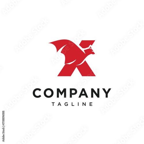 Letter X Flying Fox Logo Icon Vector