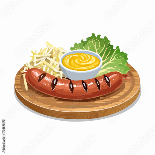 Rostbratwurst mit Sauerkraut und Senf