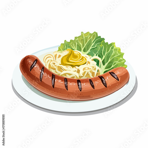 Rostbratwurst mit Sauerkraut und Senf